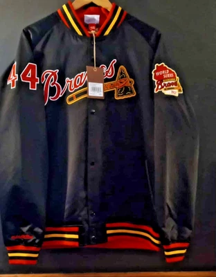 100% Authentic Milwaukee Braves Hank Aaron Mitchell & Ness Jacket 2xl - Image 1 of 4