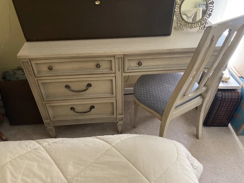 RARE Basic-Witz Antique Desk & chair-Waynesboro,VA -Off-white French Provincial Cover