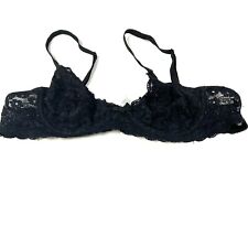 Laura Ashley 34B Unlined Demi Bra Solid Black Floral Lace Underwire #2209