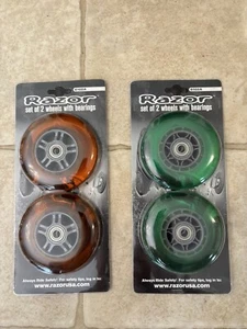 New! Razor Scooter Orange + Green Wheels Sets. 6102A Sold Together Pair. - Picture 1 of 4