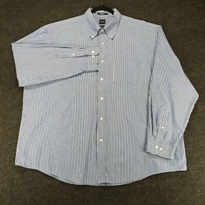 ARROW PINPOINT OXFORD Men's Shirt Size XXL 2XL Striped Blue Button Down