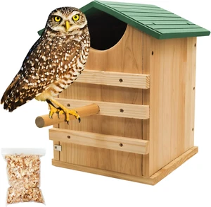 Handmade Cedar Screech Owl House 14x10" with Stand, Mounting Screws Included - Picture 1 of 11