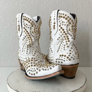 Lane Dolly Damen Cowboystiefel Größe 8,5 weiß gold Western Cowgirl kurze Stiefel - Bild 1 von 13