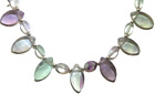Silver Fluorite Necklace Mult-Stone Statement 16 Inch 35.8G 925 Sterling Silver