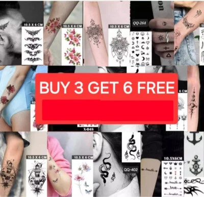 DJBS Temporary Tattoos Stickers Women Men Body Art Stickers Multi-style