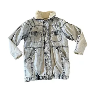 Vintage East West By The Panda Group Sherpa Lined Acid Wash Women Medium Coat - Picture 1 of 16