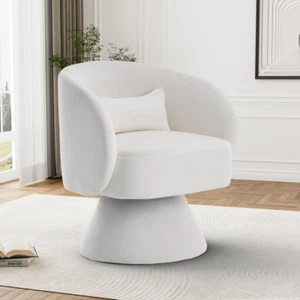 Modern 360 Degree Swivel Barrel Chairs Swivel Accent Chair Upholstered Armchairs - Picture 1 of 36