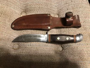 VINTAGE'80S SHARP HUNTING SKINNING CAMP SURVIVAL BOWIE KNIFE with SHEATH - Picture 1 of 10