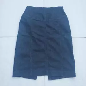 Falda Express Design Studio Azul Denim Cremallera Lateral Talla 4 Cintura 28 pulgadas Largo 24.5 pulgadas - Imagen 1 de 8