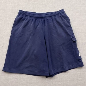 Nike Sweat Shorts Mens Large Blue Sportwear Club Cargo Workout Gym Fleece - Picture 1 of 10