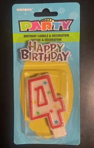 NEW unique Party Number 4 Birthday Candle Decorative Cake Topper 3” - Picture 1 of 1