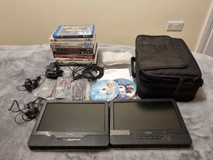 LOGIK 9" Dual Portable DVD Players + 14 DVDs - Picture 1 of 2
