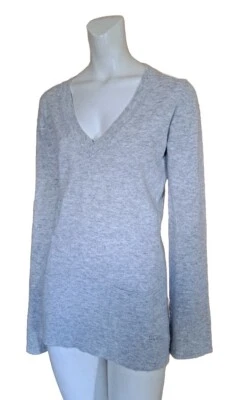BCBG MAXAZRIA V-neck Sweater Angora/Wool/Nylon Women's Size L Gray - Image 1 of 4