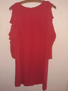 Gorgeous Red Cold Shoulder Ruffle Arms Occasion Party Dress Size 10-12 Look - Picture 1 of 6