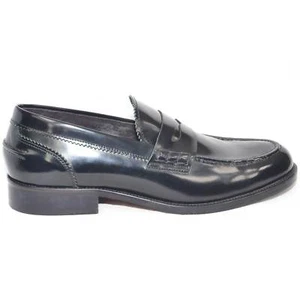 Scarpe uomo mocassino nero abrasivato fondo cuoio antiscivolo made in italy vera - Picture 1 of 8