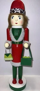 15” Wooden Christmas Shop-A-Holic Nutcracker With Bags - Picture 1 of 14