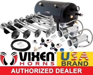 TRAIN HORN KIT FOR TRUCK/CAR/PICKUP LOUD SYSTEM /5G AIR TANK /200PSI /8 TRUMPETS - Bild 1 von 11