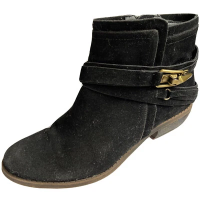 FERGALICIOUS By FERGIE “MIDAS” BLACK Buckle BOOTIE Women’s 8.5 Faux Suede Boots - Image 1 of 4