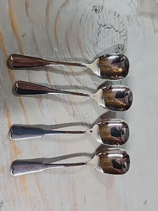 Oneida PLYMOUTH ROCK Stainless Profile Glossy 4-Oval Soup Sugar Spoons Flatware - Picture 1 of 12
