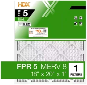 HDX 18 in. x 20 in. x 1 in. Standard Pleated Air Filter FPR 5, MERV 8 - Picture 1 of 8