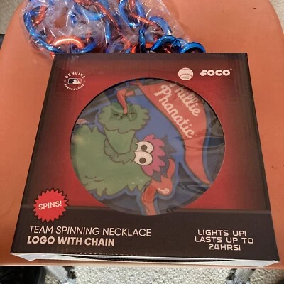 Philadelphia Phillies- PHILLIE PHANATIC Team Spinning Necklace Lights Up NEW - Image 1 of 4