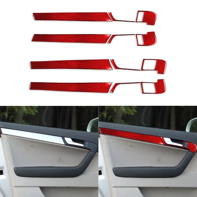 Kits de cubierta de panel de puerta interior de fibra de carbono rojo de 12 piezas para Audi A3 S3 8P 2006-07 Foto 1 de 4