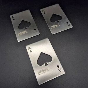 3x Edelstahl Flaschenöffner Campingbesteck EDC BBQ Kapselheber Poker Pik Ass - Bild 1 von 1