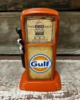 GULF Gas Pump 6.5” Tall Hand-Painted Metal Penny Coin Bank