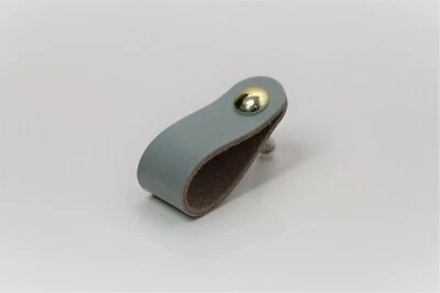 Leather Drawer Pull/Handle/Knob - Pale Blue - Image 1 of 2