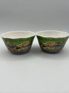 222 Fifth Sage Boat Melamine Serving Bowl Scalloped Edge Mediterranean - Picture 1 of 10