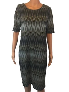 Cato Womens Sz Medium A-Line Dress Sparkly Gray Fair Isle Short Sleeve - Picture 1 of 9