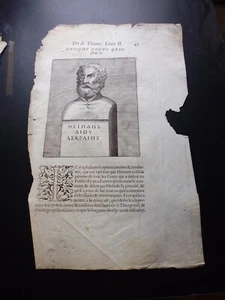Gravure an 1584 16° siécle IN-F: Hesiode poète Grec: Thevet A - Imagen 1 de 2