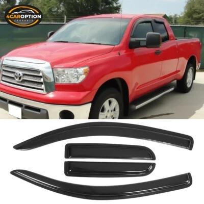 Fits 07-21 Toyota Tundra Double Cab Window Visors Rain Sun Guard Vent 4Pc Set Foto 1 de 4