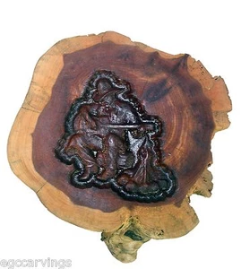 Cowboy Carving Rustic  Red Cedar Log slice wood Sign  Country Decor - Picture 1 of 3