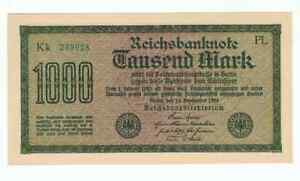 GERMANY REICHSBANKNOTE 1000 MARK 1922 UNC