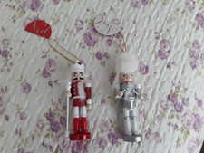 2 Wooden Nutcracker soldiers, Christmas Tree Hanging. One red & one white. New