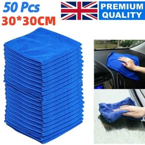 50 x LARGE MICROFIBRE CLEANING AUTO CAR DETAILING SOFT CLOTHS WASH TOWEL DUSTER - Picture 1 of 9