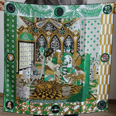 Sallys Sarga Seda Envolvente Bufanda Estola Bandana Pañuelo Hiyab Estampado Azteca 35" Foto 1 de 4