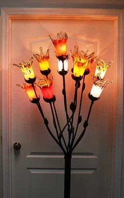 Ручной работы кованое железо напольная лампа 11 многоцветные стеклянные абажуры #3 - Изображение 1 из 4