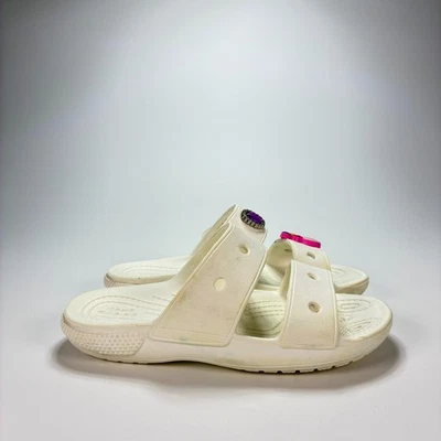 Crocs Classic White Two-Strap Sandals Jibbitz Charms 207536 Kids Size C13 - Image 1 of 4