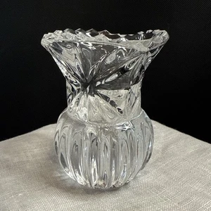 Vintage Clear Crystal Cut Design Round Base Toothpick Holder - Picture 1 of 5