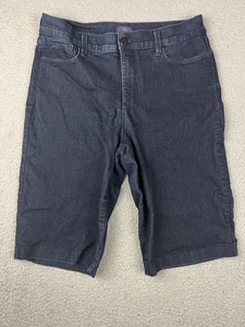 NYDJ Shorts Womens 12 Dark Blue Denim Lift Tuck Technology Bermuda Made USA - Picture 1 of 12