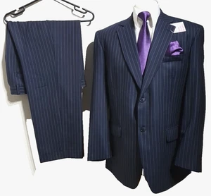 Tuta Brook Taverner uomo 2 pezzi Ch44"S W36" L29" Navy corda a righe - Foto 1 di 18