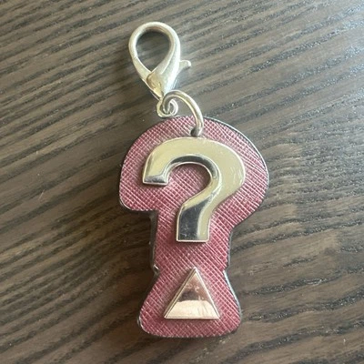 Original Guess Plateado Signo de Interrogación Borgoña Negro Bolso de Mano Dije Clip Foto 1 de 2