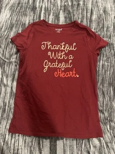 Cat & Jack Burgundy Tee with Heart Graphic Size L 10-12 - Picture 1 of 2