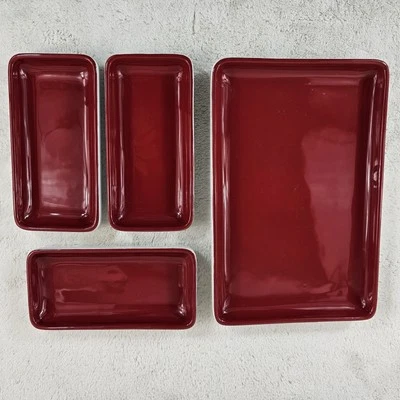 Stax Living Stackable Ceramic Trays Red And White Set Of 4 Pieces - Image 1 of 4