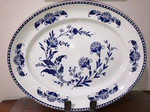 Antique POUNTNEY Bristol England Weston Blue Transferware Oval Serving Platter - Picture 1 of 5