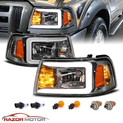 2001-2011 Ford Ranger Pickup Truck LED Running Light GunMetal Headlights - Image 1 of 4