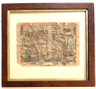 1549 SEBASTIAN MUNSTER ANTIQUE MAP BORDEAUX PARIS FRANCE COSMOGRAPHY UNIVERSALIS - Image 1 of 4