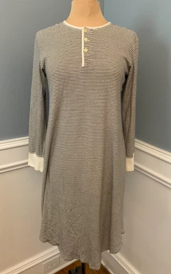 Vestido Ralph Lauren Mujer L Manga Larga Cuello Henley Rayas Algodón Náutico Foto 1 de 4